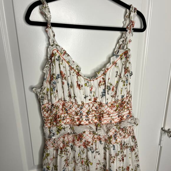 Anthropologie Floral Midi Dress - Cream and Red - Picture 11 of 11